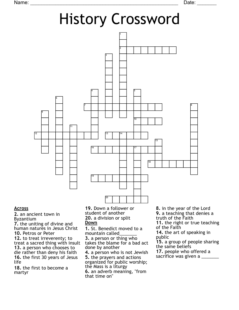History Crossword WordMint