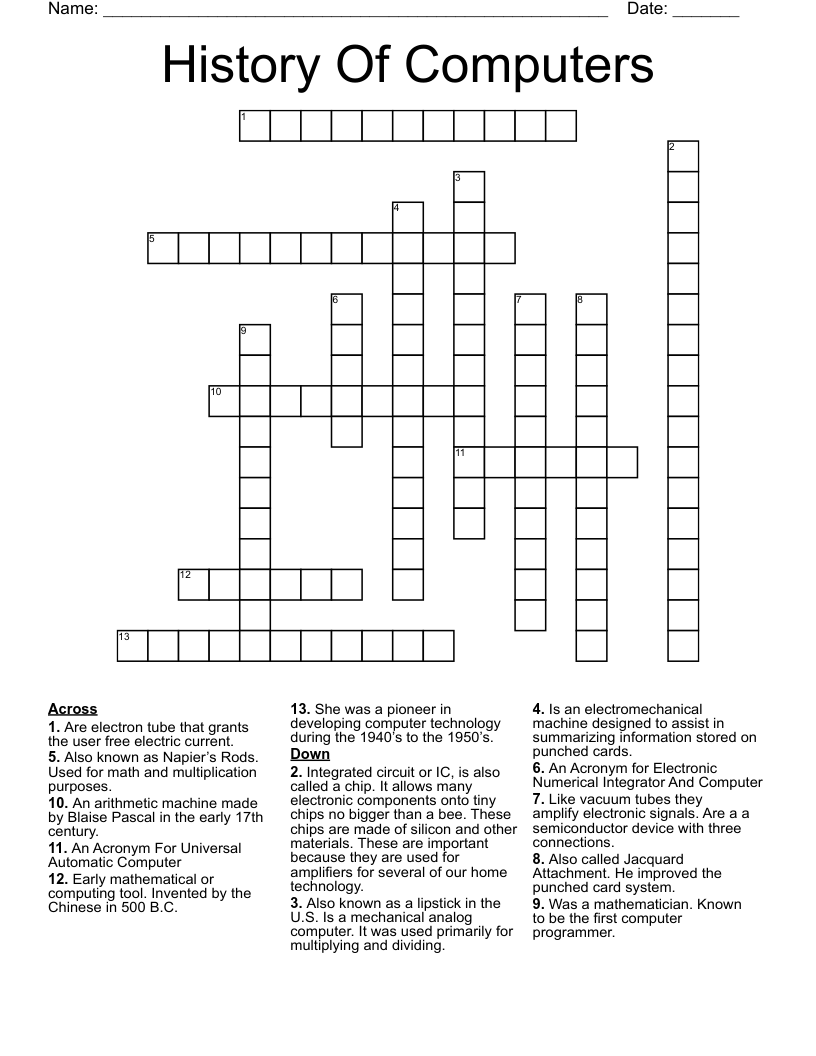 Lovelace Of Early Computing Crossword prntbl concejomunicipaldechinu