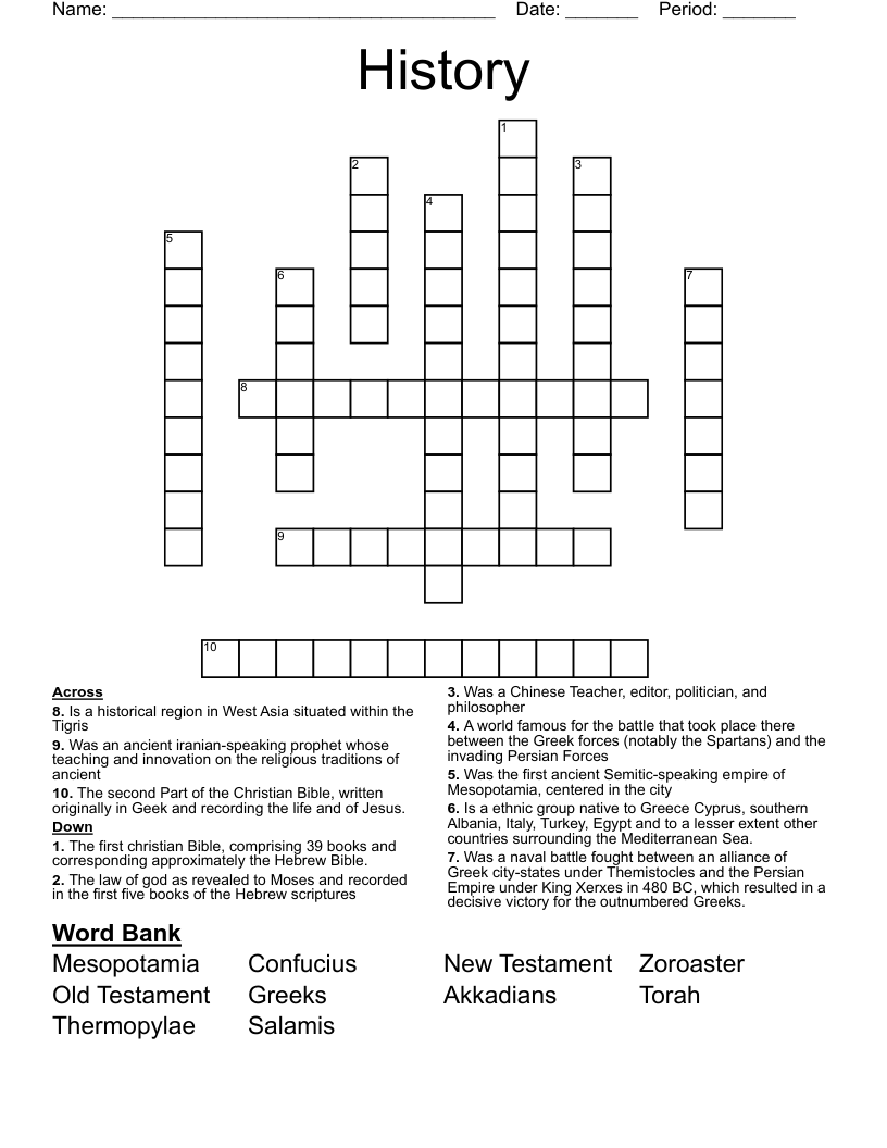 History  Crossword