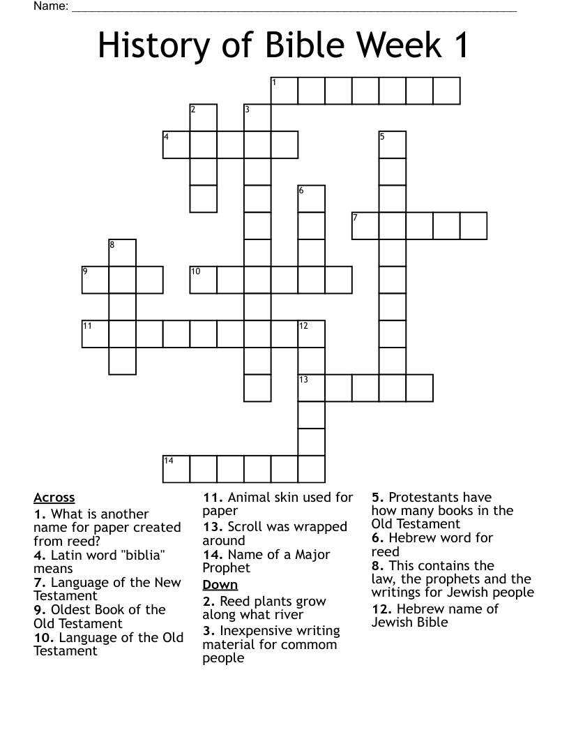 History of Bible Week 1 Crossword