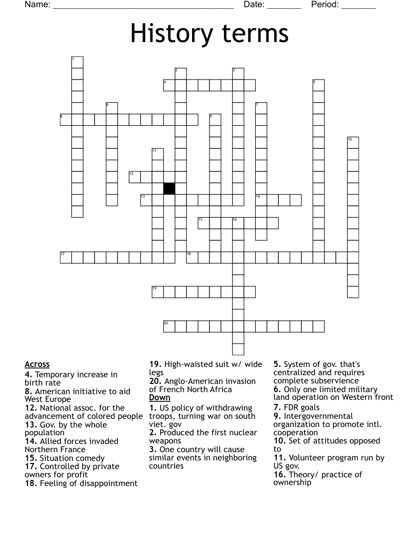 History terms Crossword