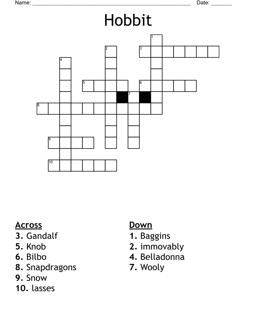 Hobbit Crossword