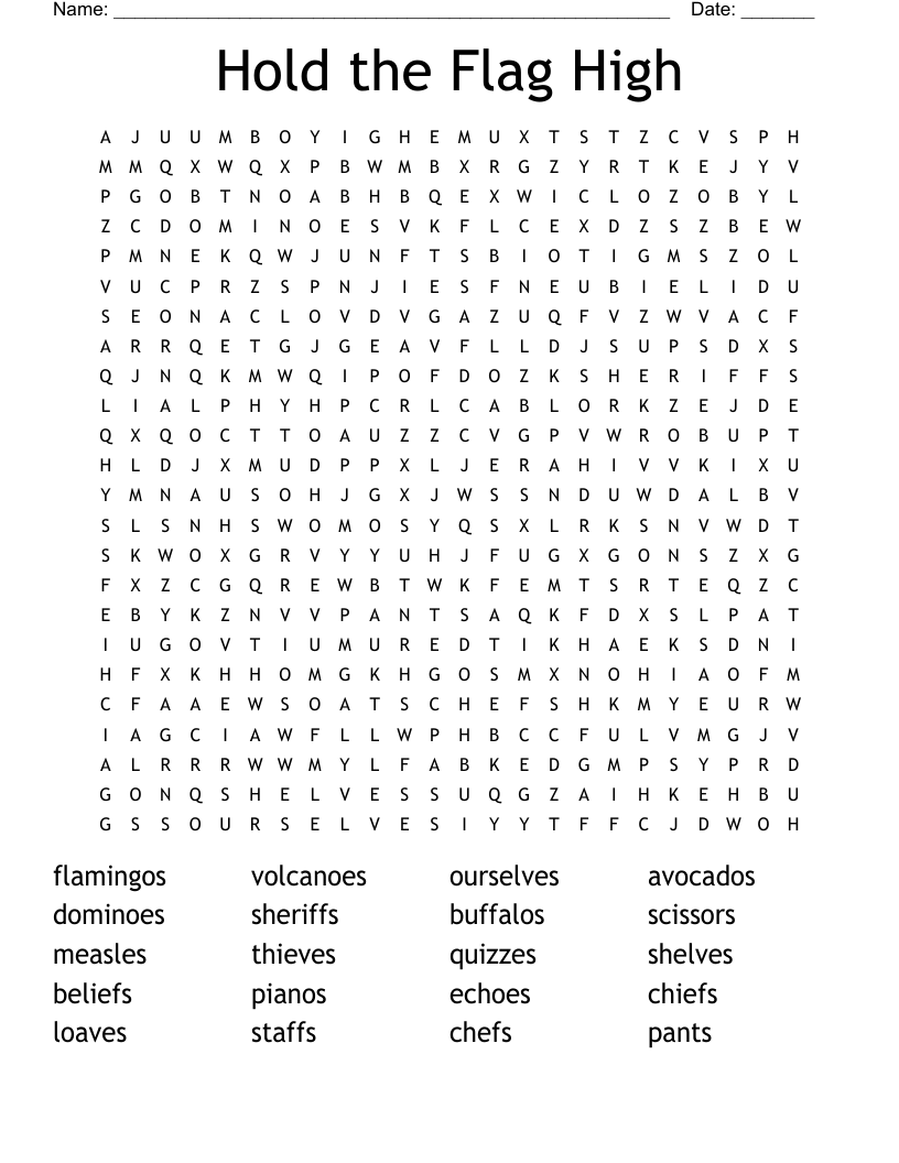 Hold the Flag High Word Search