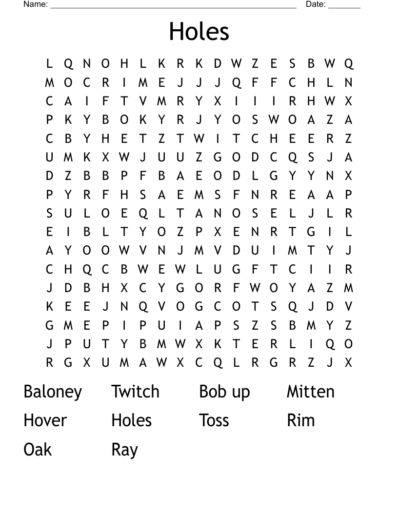 Holes Word Search