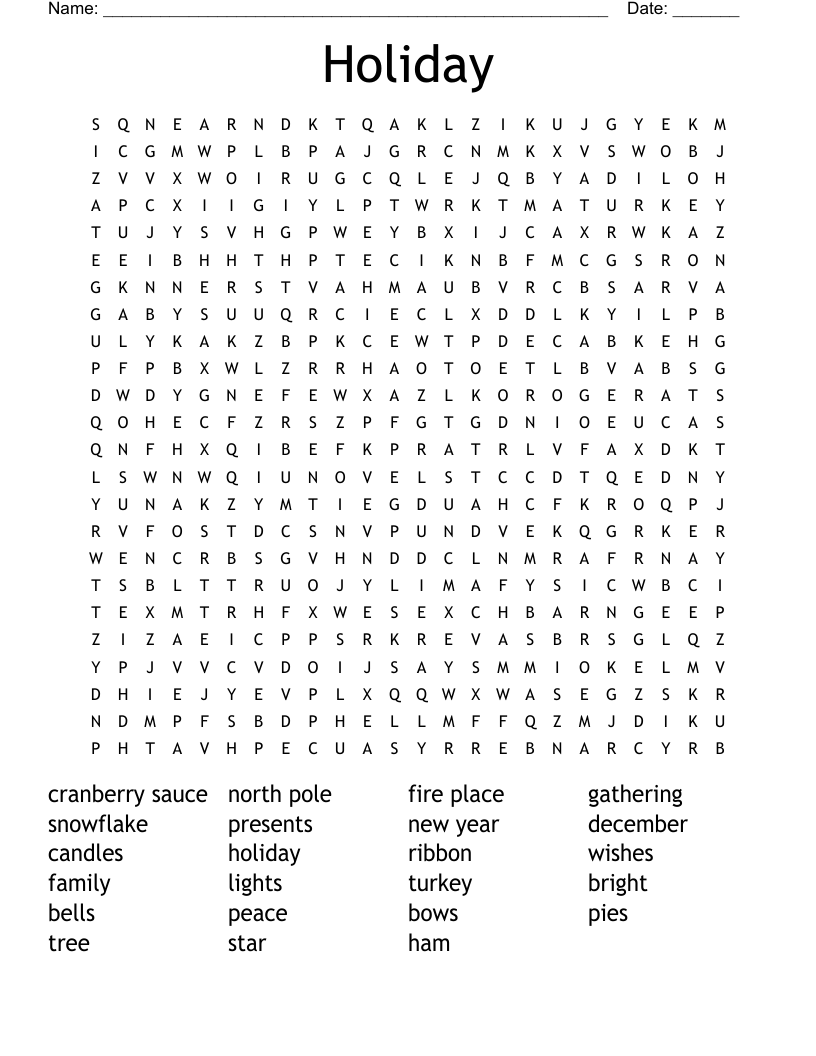 Holiday Word Search