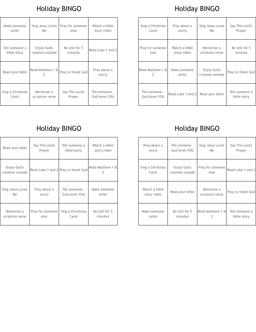 Holiday BINGO