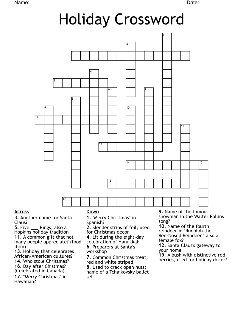 Holiday Crossword 