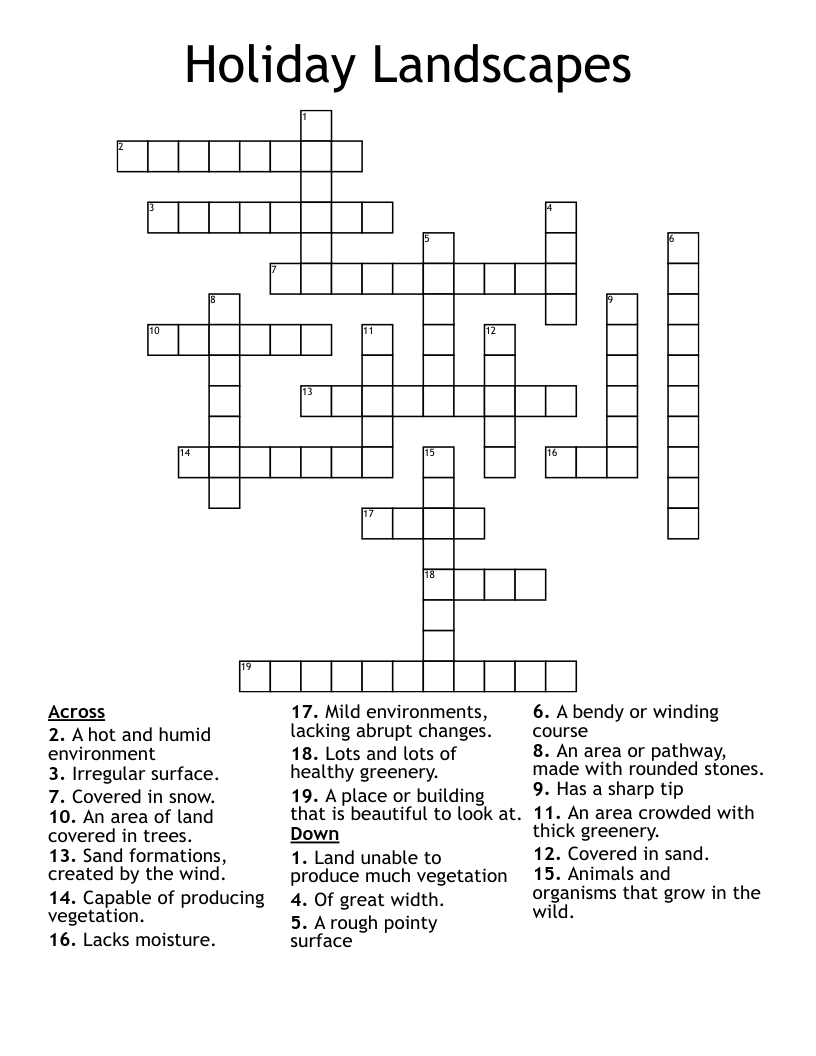 Holiday Landscapes Crossword