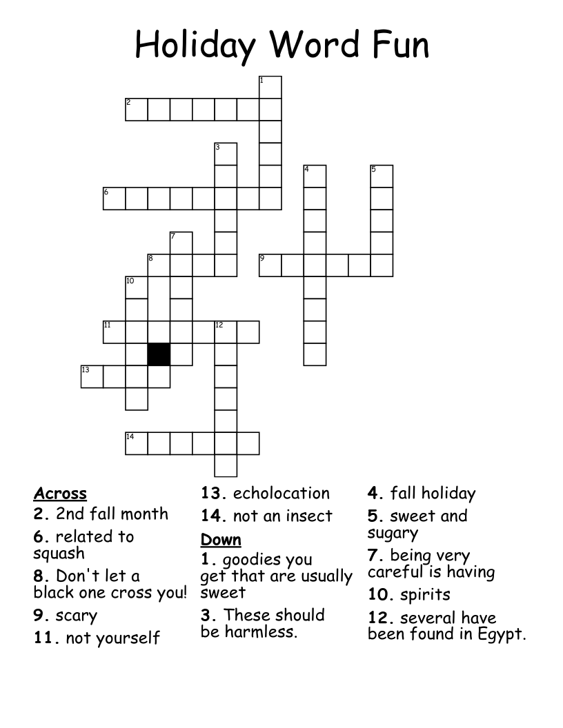 Holiday Word Fun Crossword
