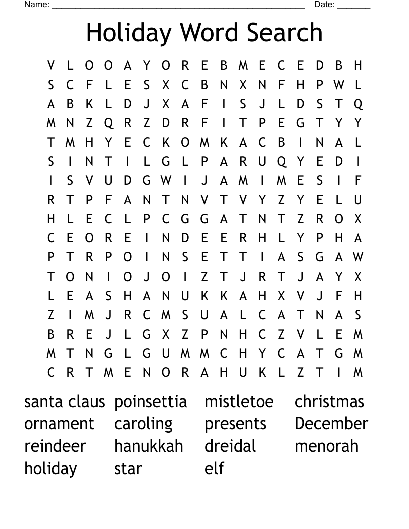 Holiday Word Search