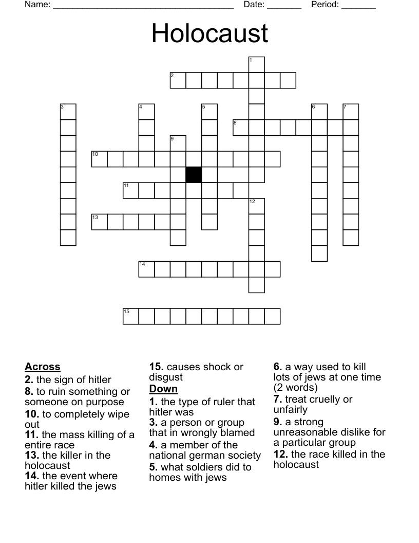 HOLOCAUST Crossword WordMint