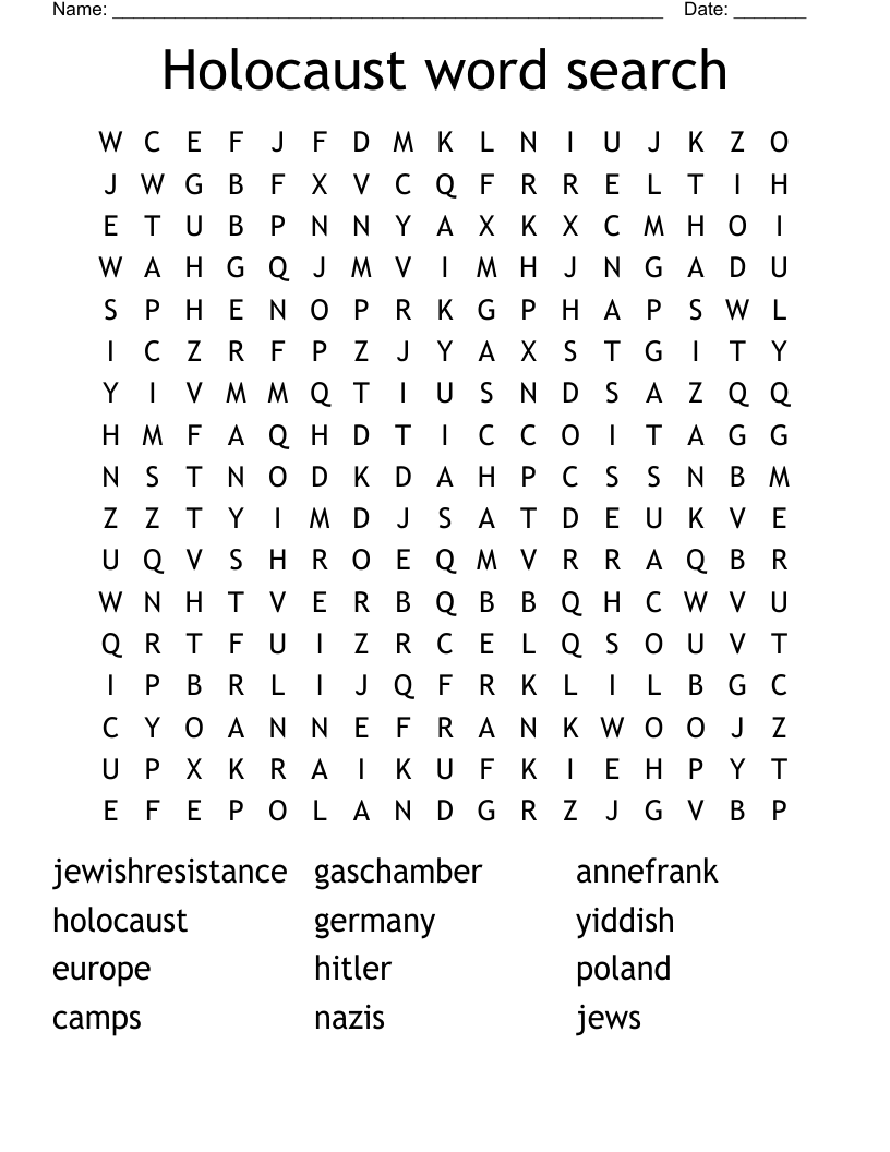 Holocaust word search