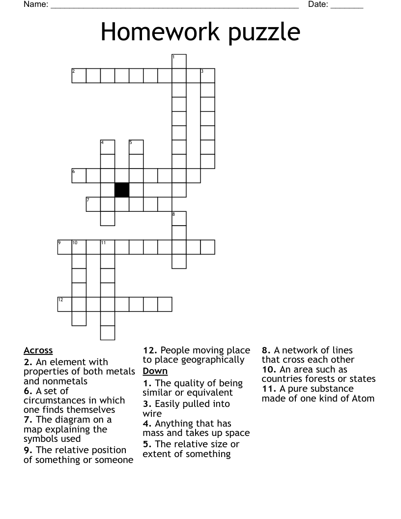 Homework puzzle Crossword - WordMint
