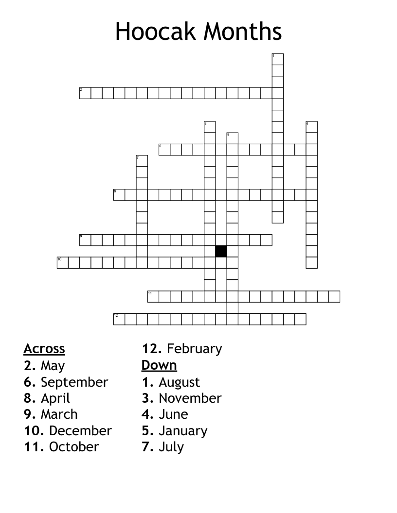 Hoocak Months Crossword