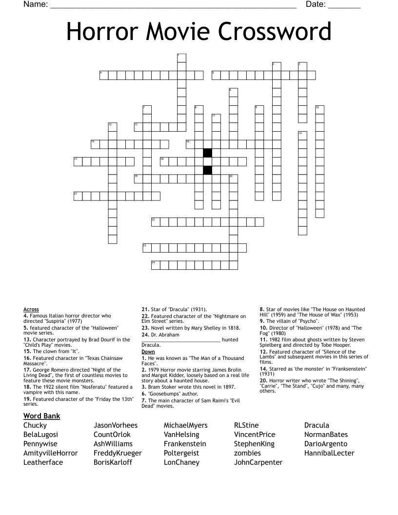 Big Name In Movies Crossword Hopelessmission