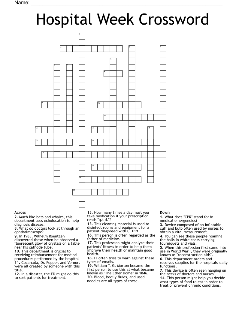 Hospital Week Crossword