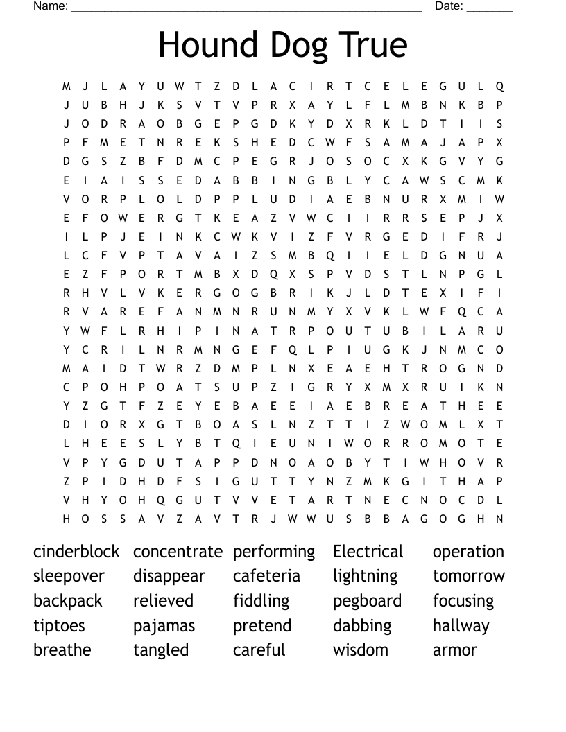 Hound Dog True Word Search