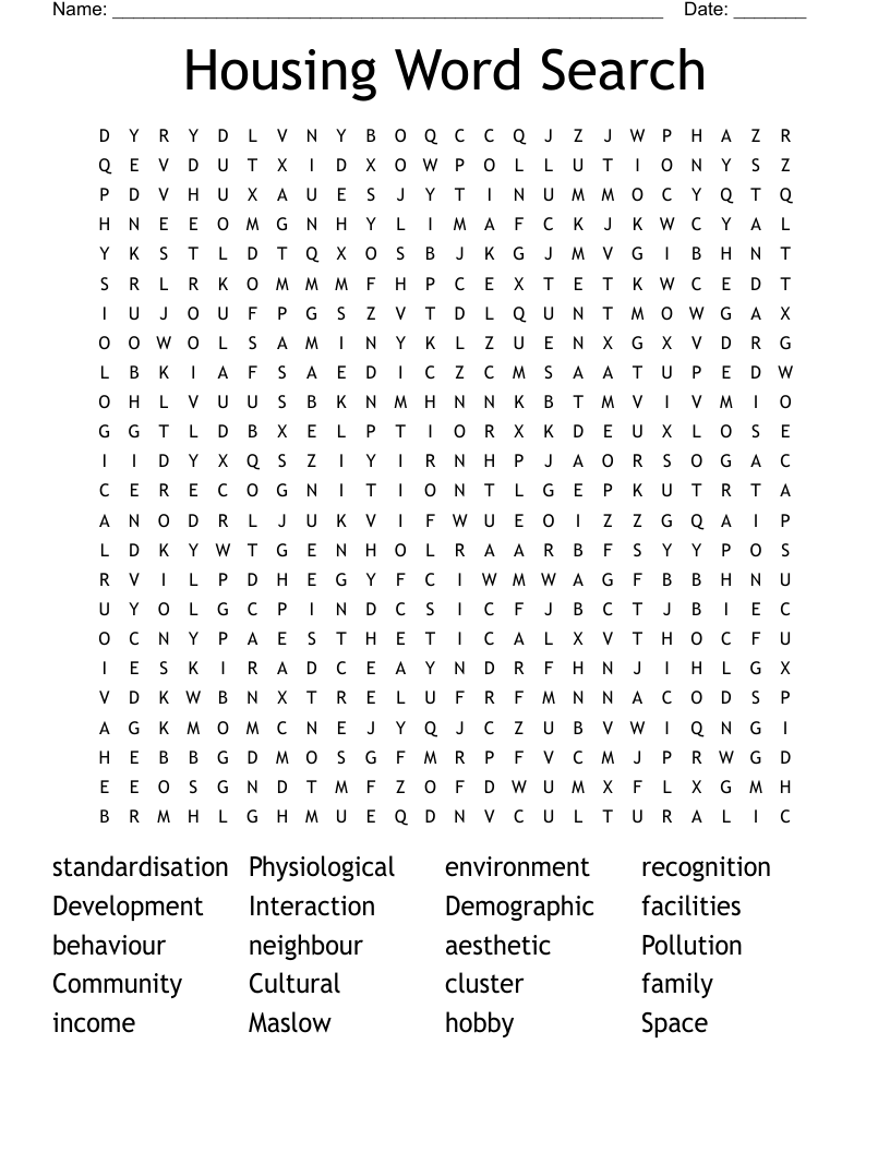 Housing Word Search