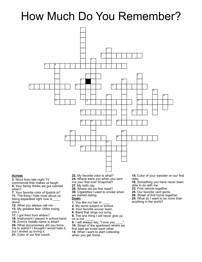 how-much-do-you-remember-crossword-wordmint