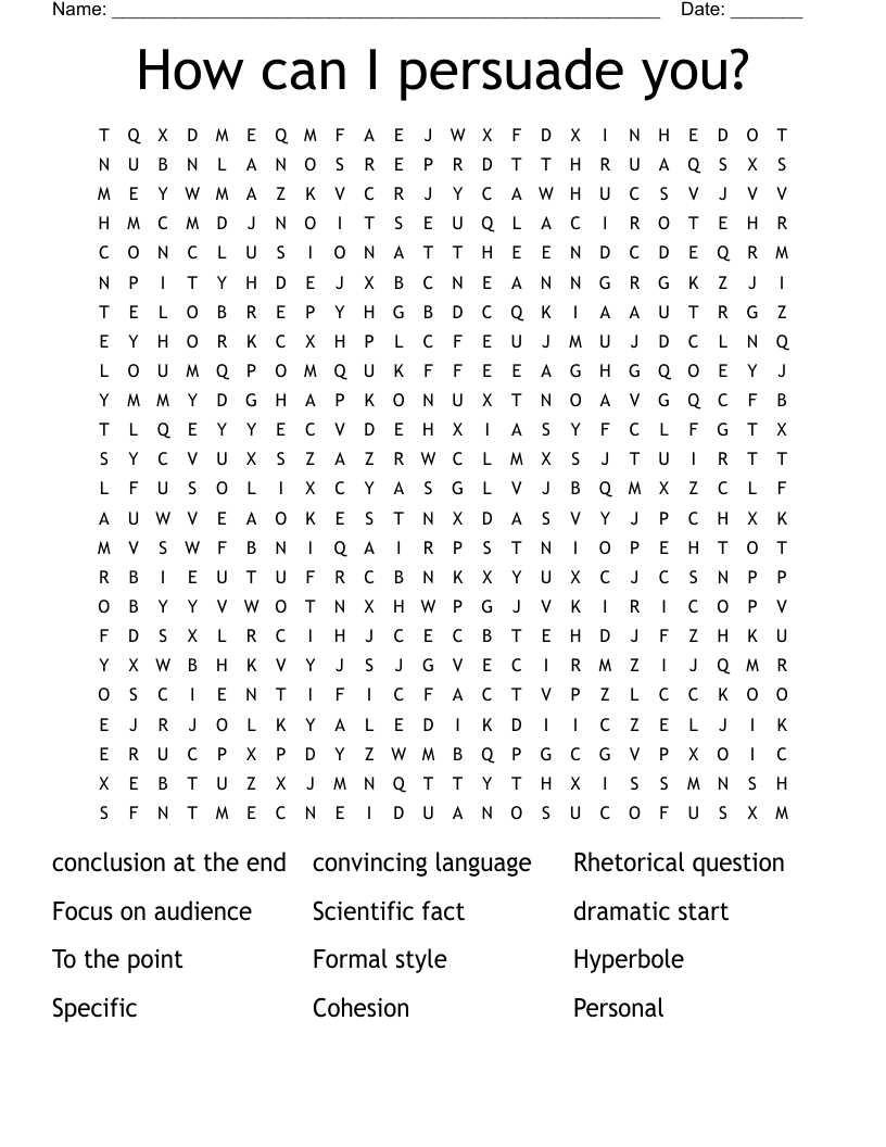 How can I persuade you? Word Search