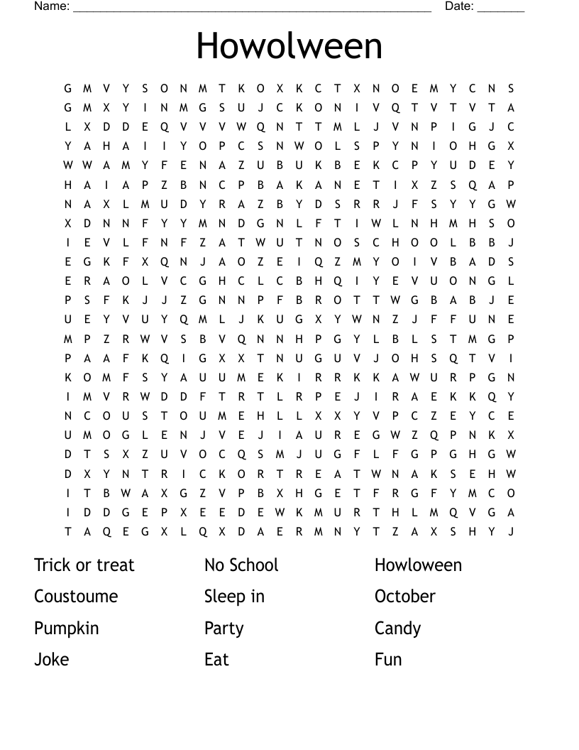 Howolween Word Search