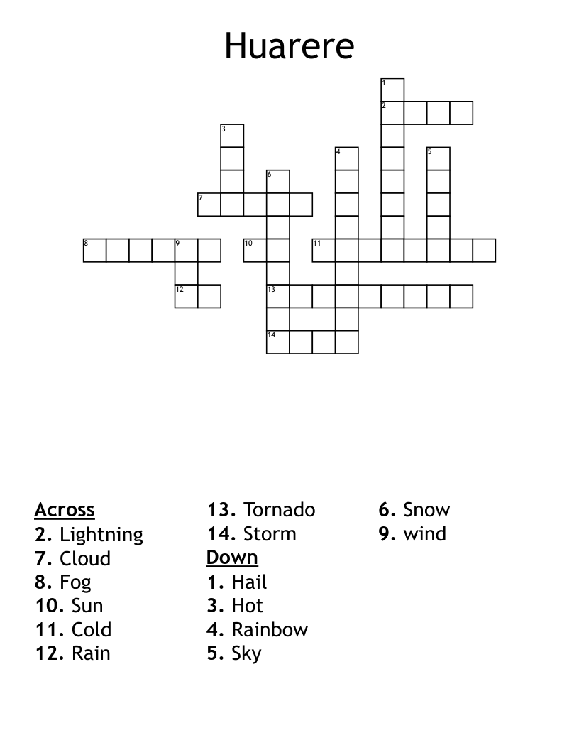 Huarere Crossword