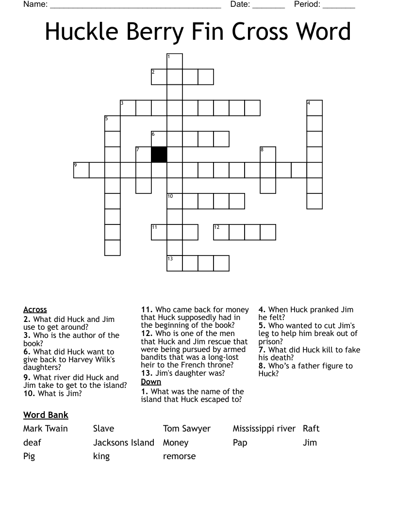 Huckle Berry Fin Cross Word 