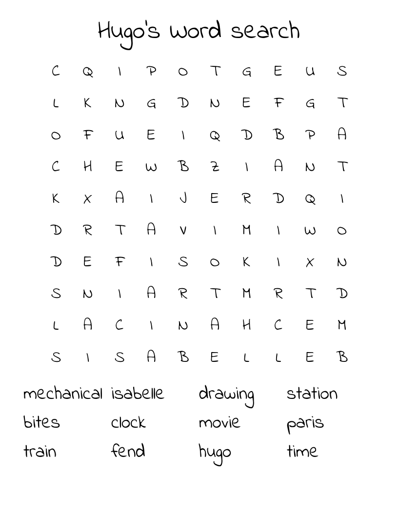 Hugo's Word search