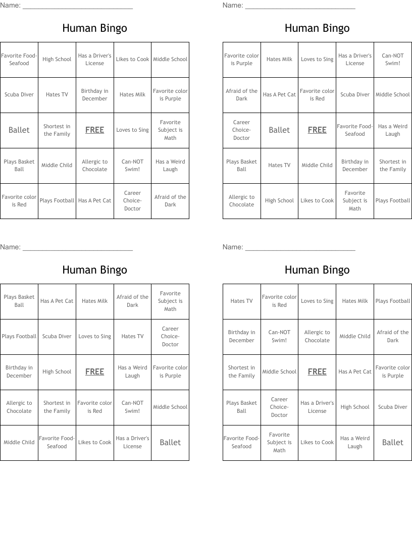 Human Bingo
