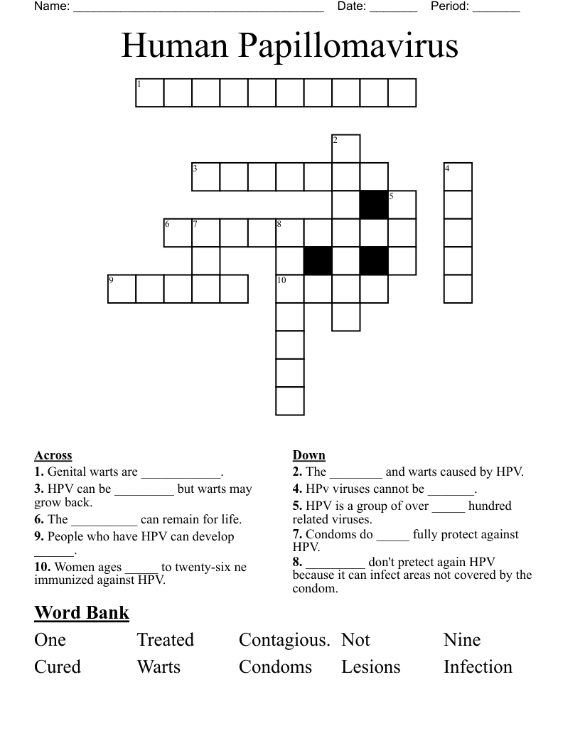 Human Papillomavirus Crossword