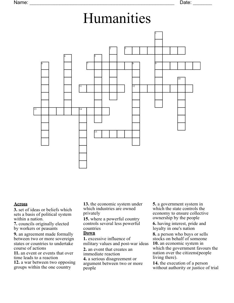 Humanities Crossword