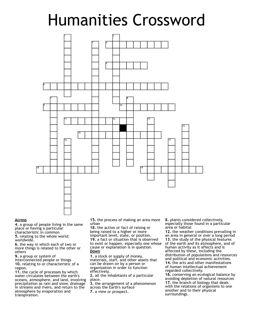 Humanities Crossword