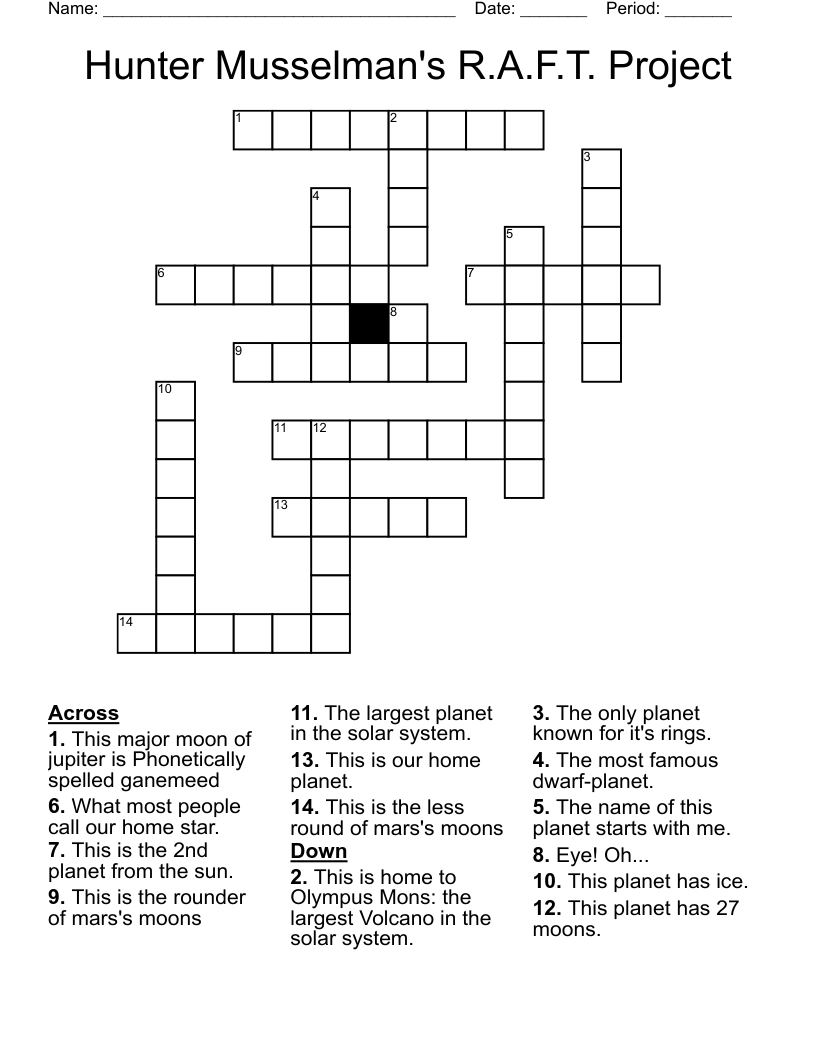 Hunter Musselman's R.A.F.T. Project Crossword WordMint