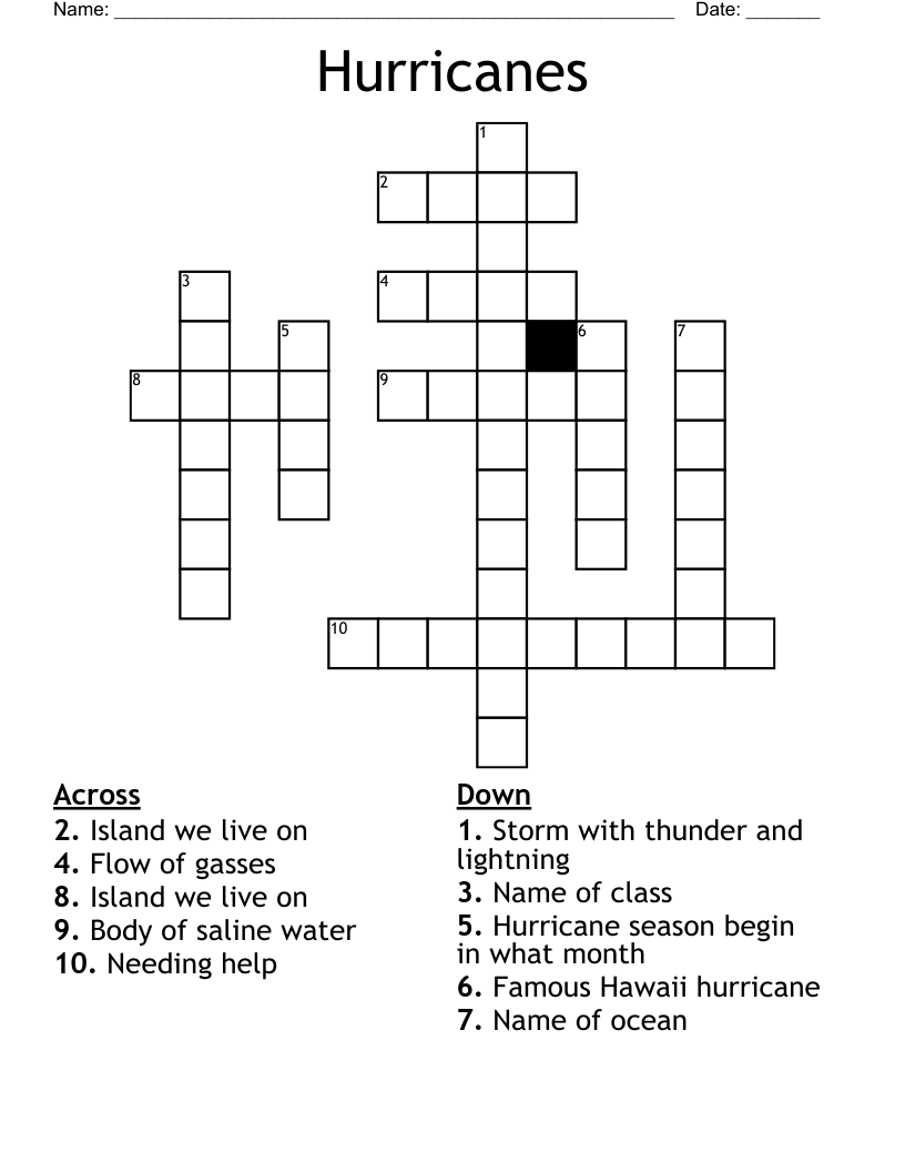 Hurricanes Crossword