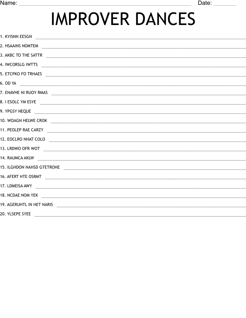 IMPROVER DANCES Word Scramble