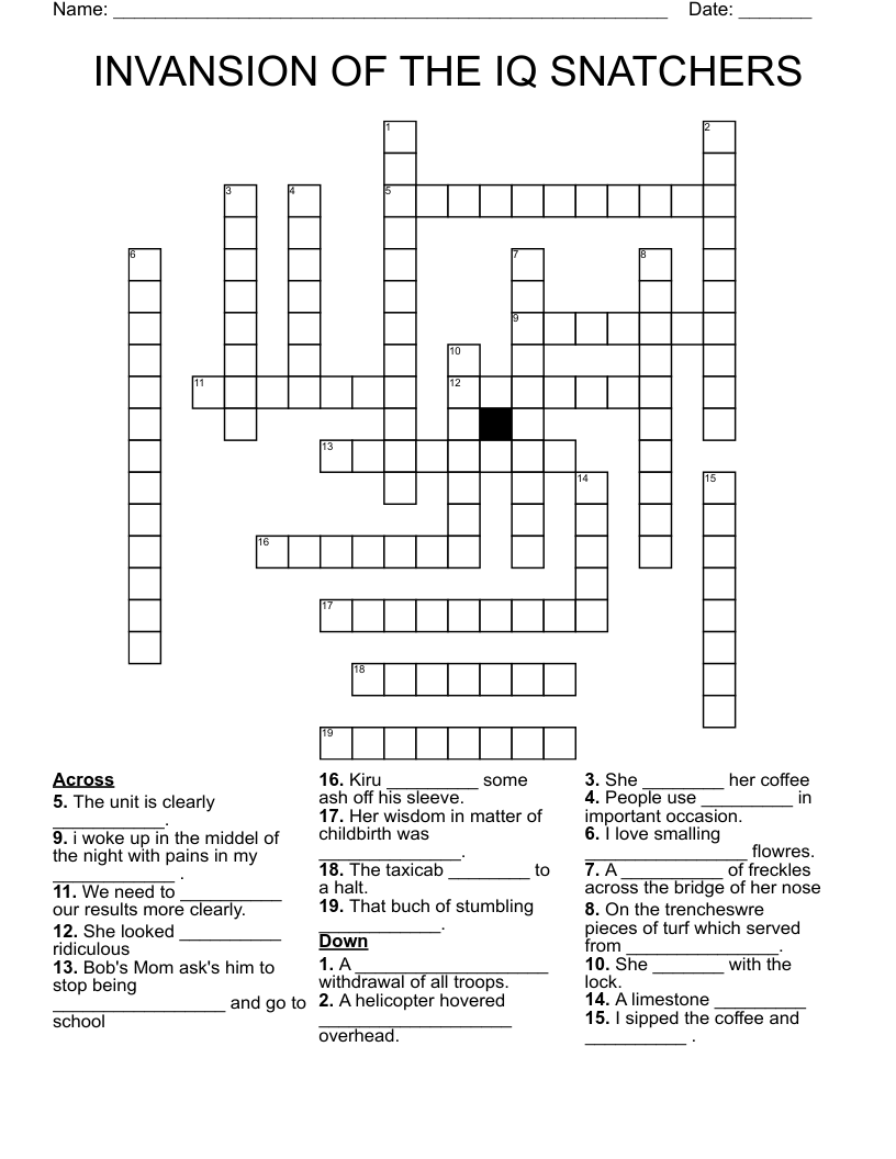 INVANSION OF THE IQ SNATCHERS Crossword
