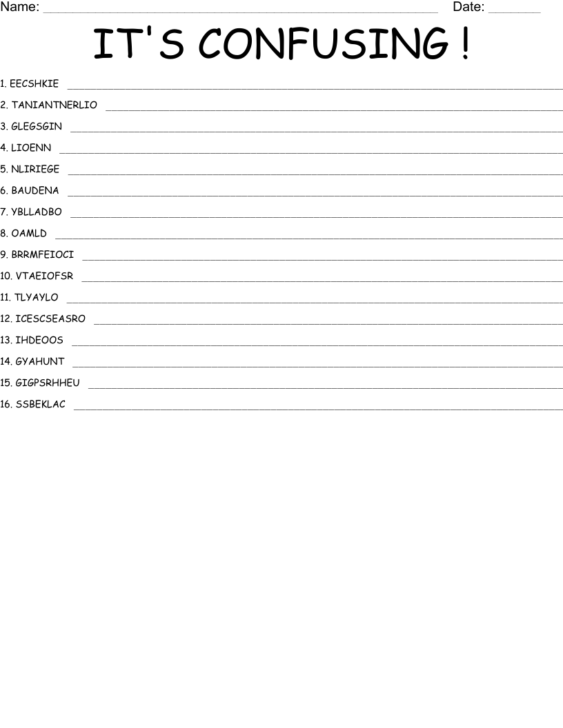 IT'S CONFUSING ! Word Scramble