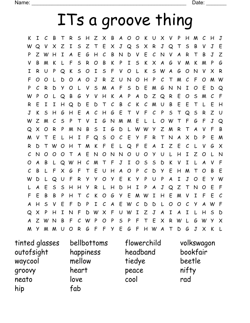ITs a groove thing Word Search