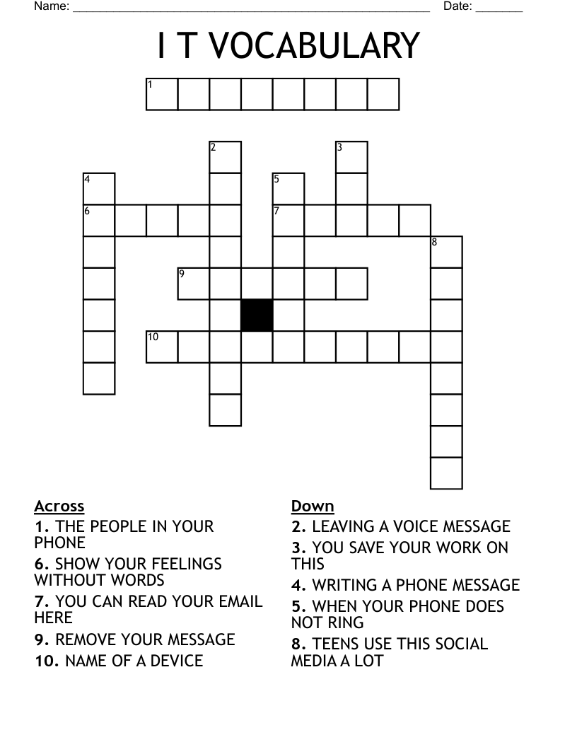 I T VOCABULARY Crossword