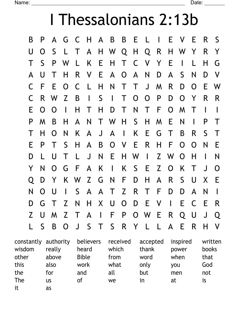 I Thessalonians 2:13b Word Search
