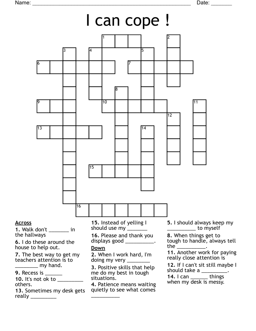 I can cope ! Crossword