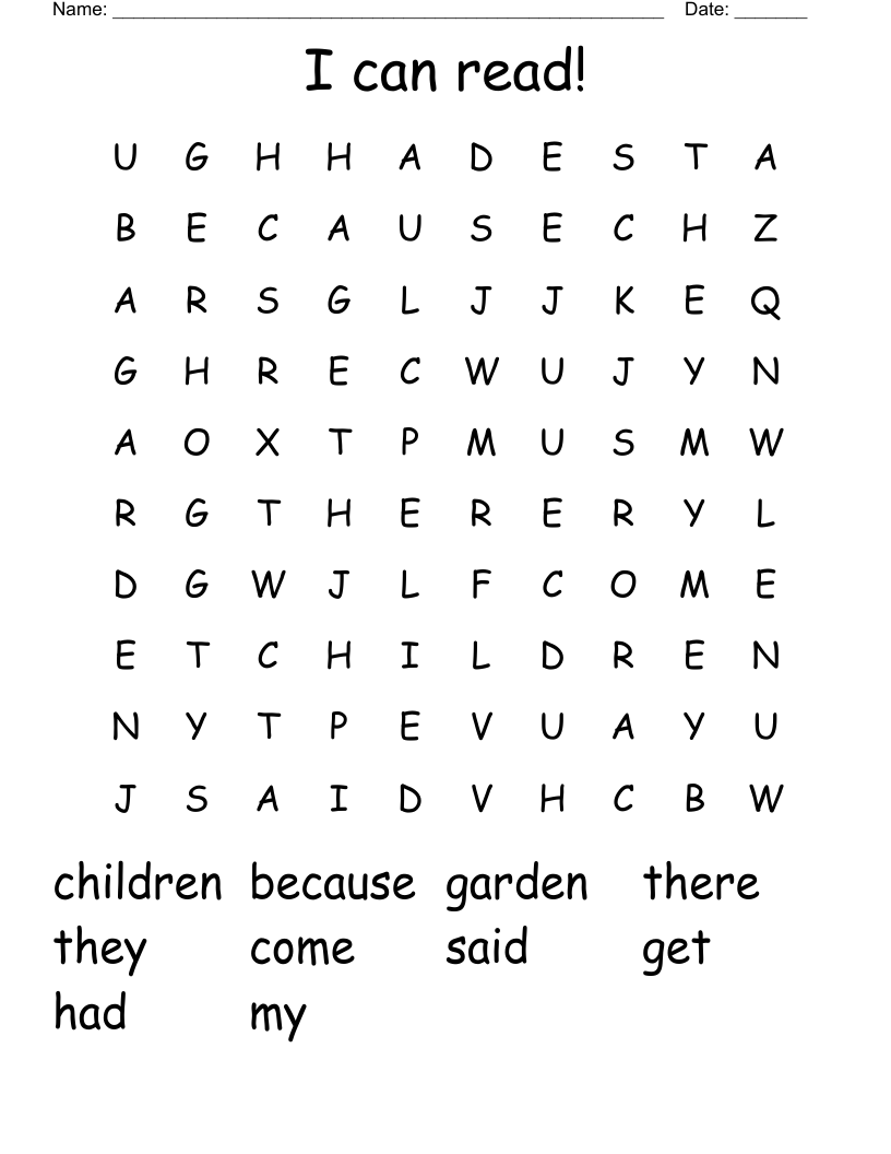 I can read! Word Search