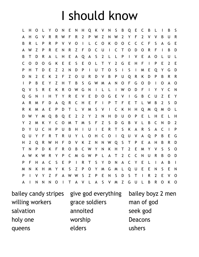 I should know  Word Search