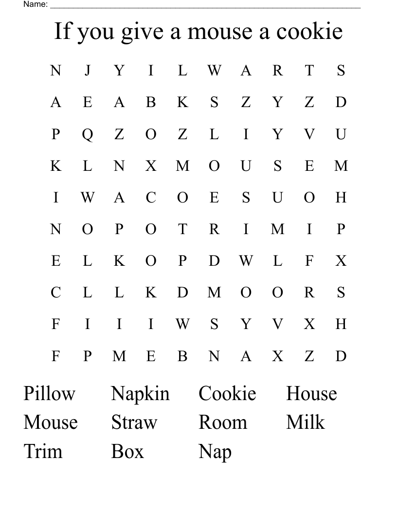 If You Give A Mouse A Cookie Word Search WordMint