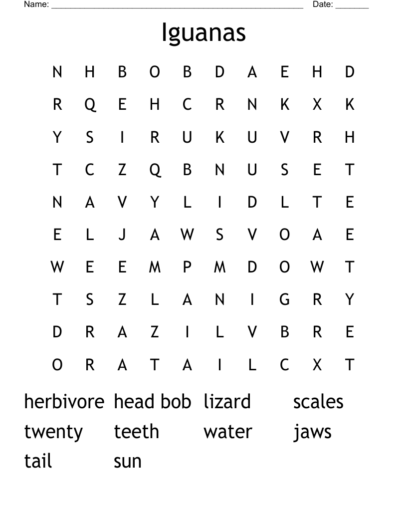 Iguanas Word Search