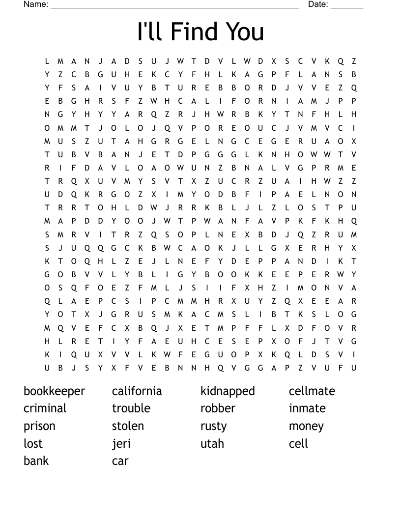 I'll Find You Word Search