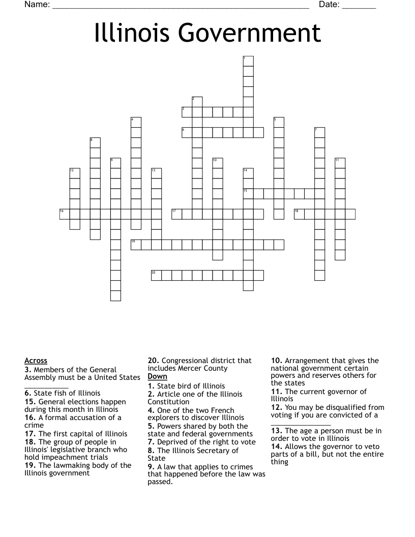 Illinois Government Crossword