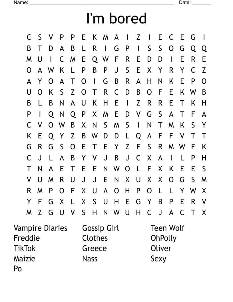 I'm bored Word Search