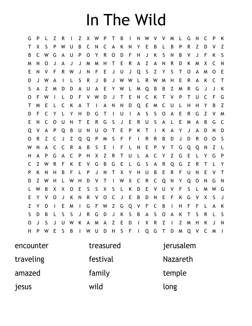 In The Wild Word Search