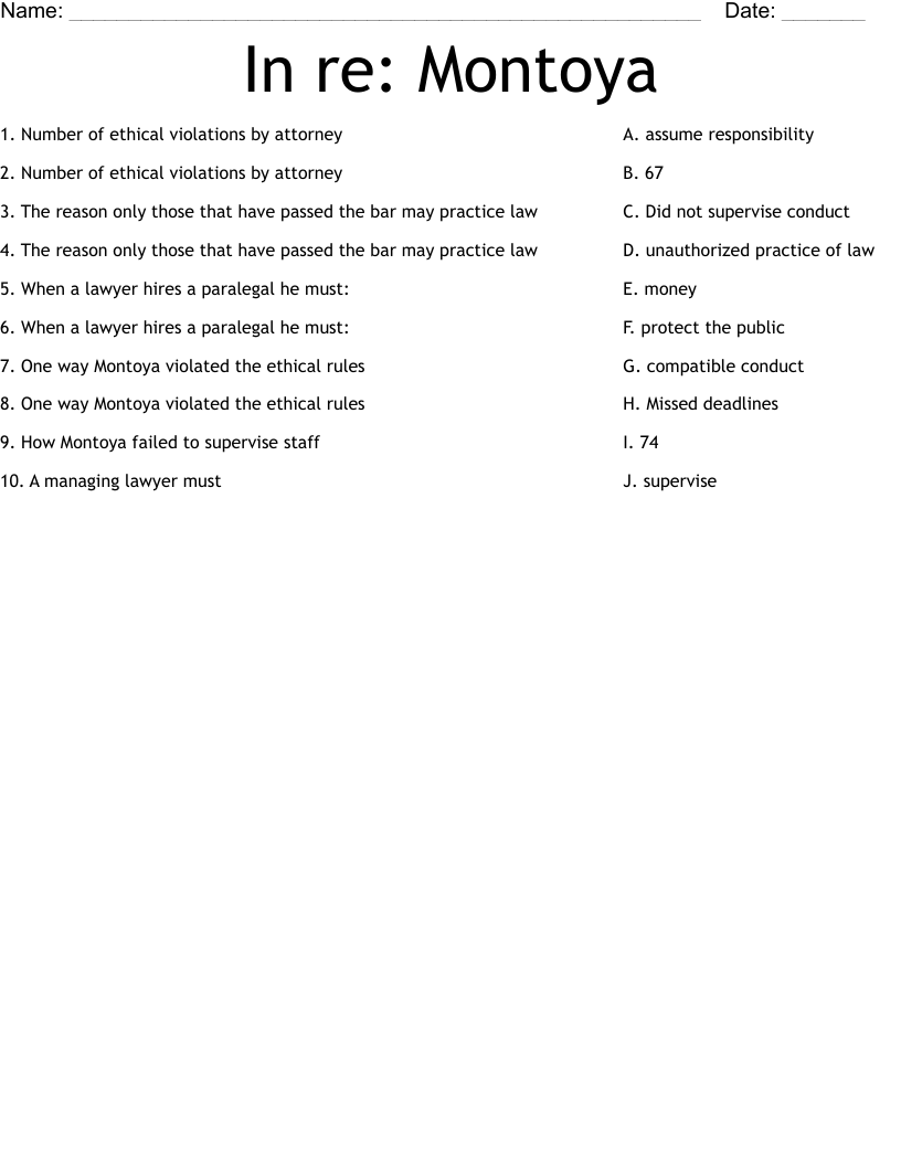 In re: Montoya Worksheet